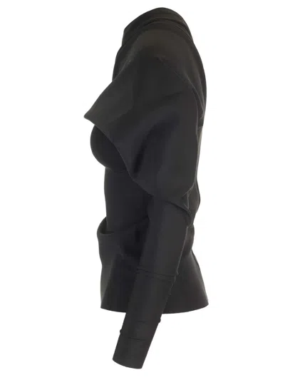 Rick Owens Black One Sleeve Long Sleeve T-shirt In Black