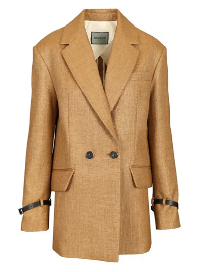 Durazzi Milano Double Breasted Tailored Jacket Jackets Beige In Brown