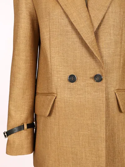 Durazzi Milano Double Breasted Tailored Jacket Jackets Beige In Brown