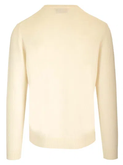 Ballantyne Double Yarn Cashmere Diamond Sweater Knitwear White