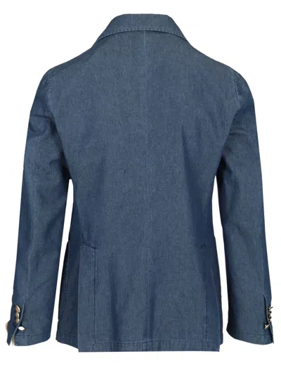 Guarinucci Double-breasted Blazer In Washed Denim Jackets Blue