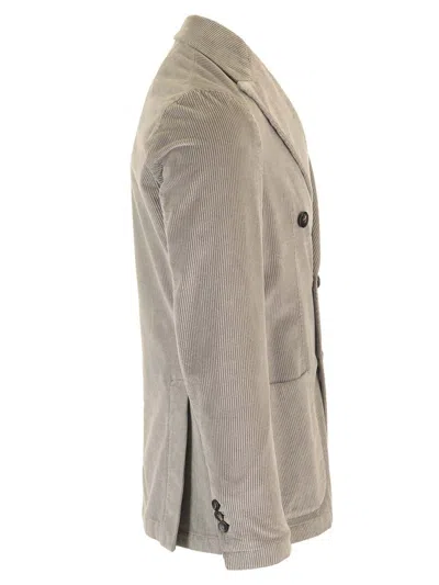 Guarinucci Double-breasted Blazer In Washed Denim Jackets Grey In Gray