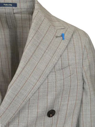 Guarinucci Double-breasted Pinstriped Suit Dresses Grey In Gray