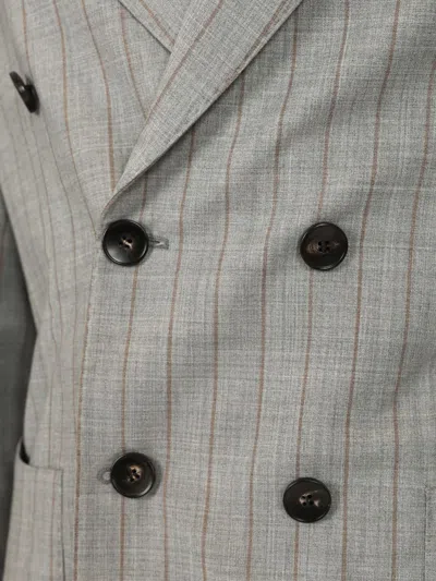 Guarinucci Double-breasted Pinstriped Suit Dresses Grey In Gray