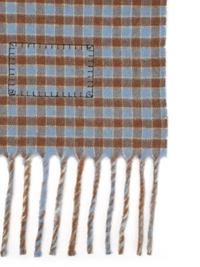 Marni Double-face Wool Scarf Scarves And Foulards Blue In Multi