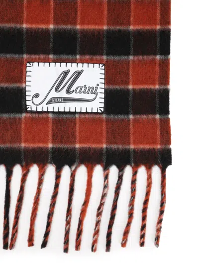 Marni Double-face Wool Scarf Scarves And Foulards Orange In Red
