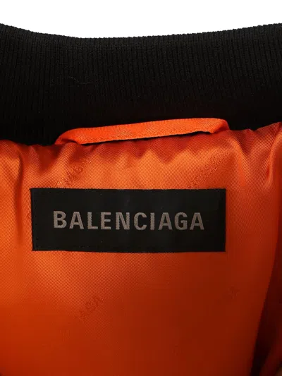 Balenciaga Black Bomber Draped Jacket With Elastic Rear Hem In Tech Fabric Woman