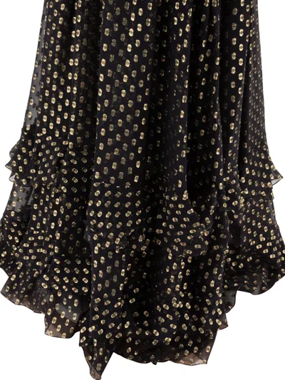 Chloé Maxi Dress Silk Ruffles Scoop Neckline In Black