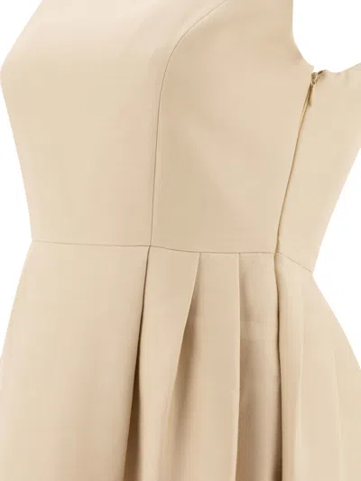 Sandbeige Wool Midi Dress In Neutral