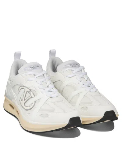 Valentino White Leather And Fabric Vlogo Easyjog Sneakers