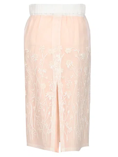 P.a.r.o.s.h Embroidered Longuette Skirt Skirts White