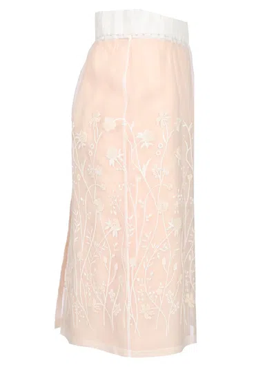 P.a.r.o.s.h Embroidered Longuette Skirt Skirts White