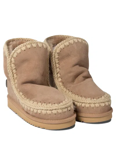 Mou Eskimo 18 Glitter Logo Ankle Boots Beige