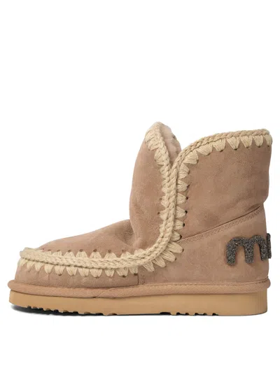 Mou Eskimo 18 Glitter Logo Ankle Boots Beige