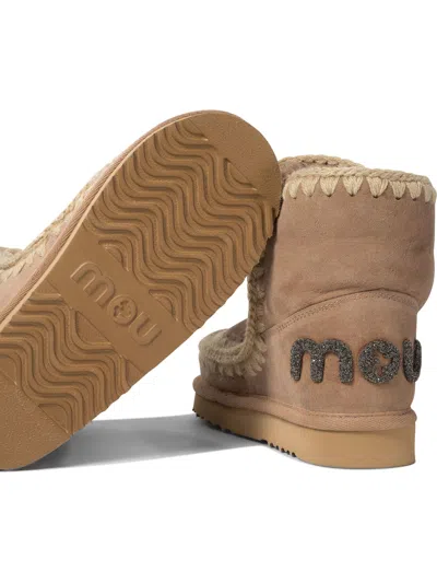 Mou Eskimo 18 Glitter Logo Ankle Boots Beige