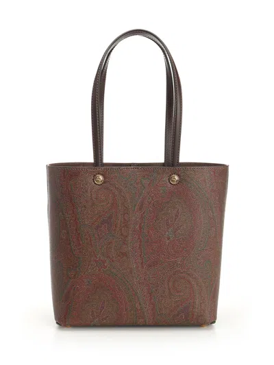 Etro Brown Shopper With All-over Jacquard Paisley Pattern