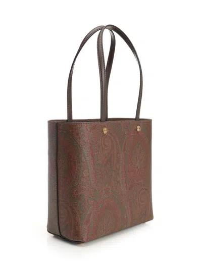 Etro Brown Shopper With All-over Jacquard Paisley Pattern