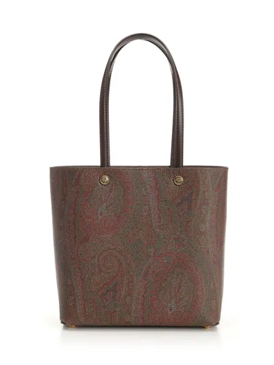 Etro Brown Shopper With All-over Jacquard Paisley Pattern
