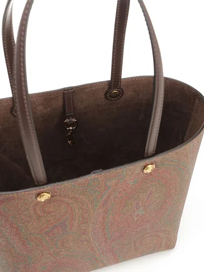 Etro Brown Shopper With All-over Jacquard Paisley Pattern