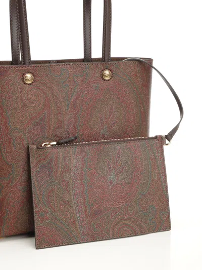 Etro Brown Shopper With All-over Jacquard Paisley Pattern