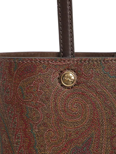 Etro Brown Shopper With All-over Jacquard Paisley Pattern