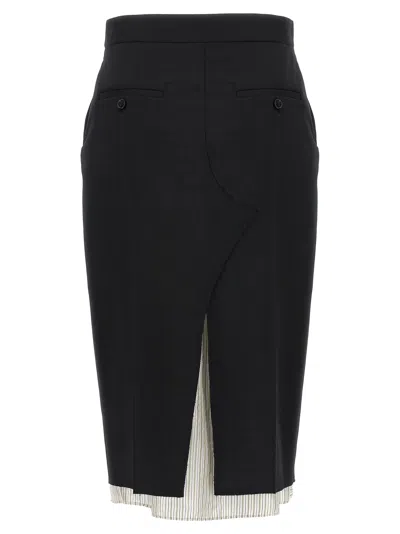 Marni Wool Midi Skirt Exposed Lining In Black