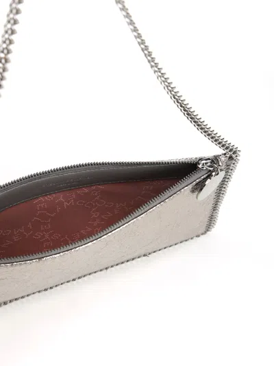 Stella Mccartney Falabella Pochette Accessoire Metallic Crackl Shoulder Bags Silver