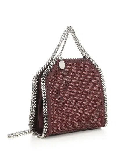 Stella Mccartney Falabella Tiny Bag Crystal Hotfix On Alter Suede Crossbody Bags Bordeaux In Multi