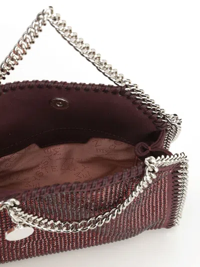 Stella Mccartney Falabella Tiny Bag Crystal Hotfix On Alter Suede Crossbody Bags Bordeaux In Multi