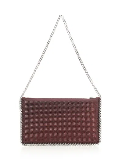 Stella Mccartney Falabella Pochette Accessoire Crystal Hotfix On Alter Suede Shoulder Bags Bordeaux
