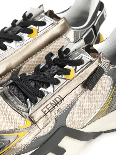 Fendi Beige Lace Up Sneakers