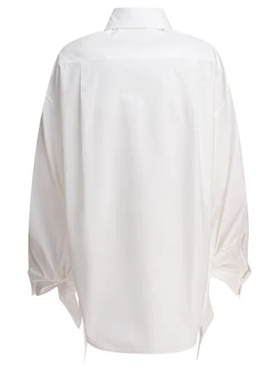 Balenciaga Oversize Cotton Shirt With Knotted Details In White