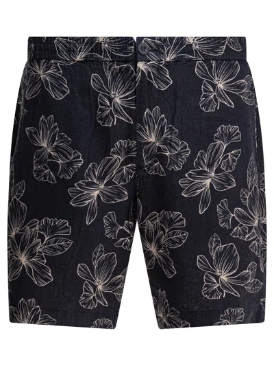 Vince Floral Pattern Shorts With Side And Back Pockets In Black