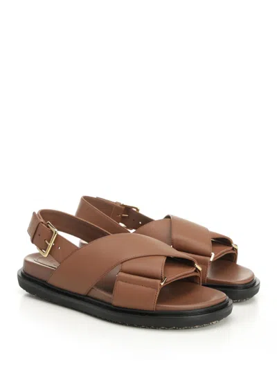 Marni Cross-strap Leather Sandals