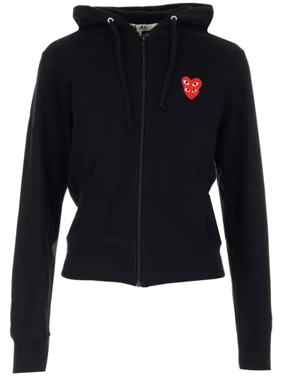 Comme Des Garçons Play Full Zip Sweatshirt Sweatshirts Black In Black