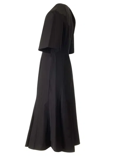 Ami Alexandre Mattiussi Midi Black Dress With Short Sleeves And Hidden Tab In Cotton Woman In Black
