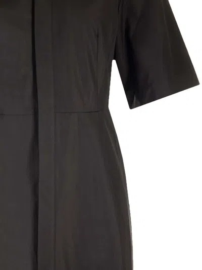 Ami Alexandre Mattiussi Midi Black Dress With Short Sleeves And Hidden Tab In Cotton Woman In Black