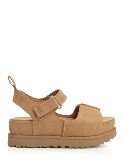 Ugg Goldenstar Hi Suede Sandals Chestnut In Neutral