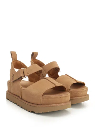 Ugg Goldenstar Hi Suede Sandals Chestnut In Neutral