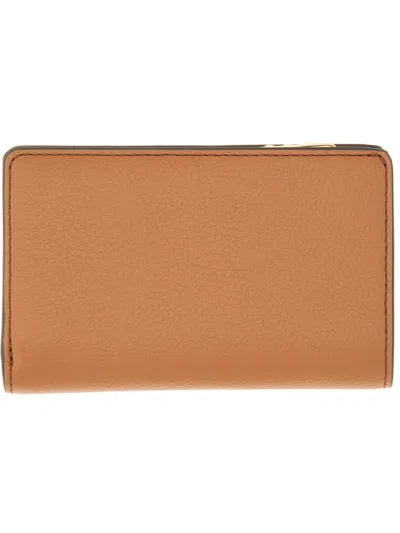 Michael Kors Textured Leather Fold-over Wallet In Brown