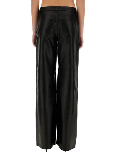 Michael Kors Black Pants With Belt Loops In Leather Woman In Black