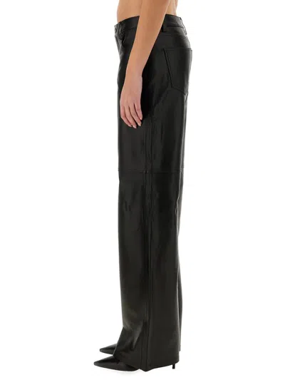 Michael Kors Black Pants With Belt Loops In Leather Woman In Black