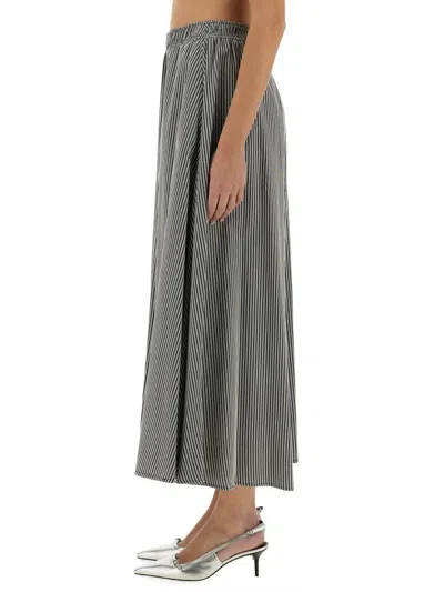 Alysi Flowing Striped Maxi Skirt In Gray