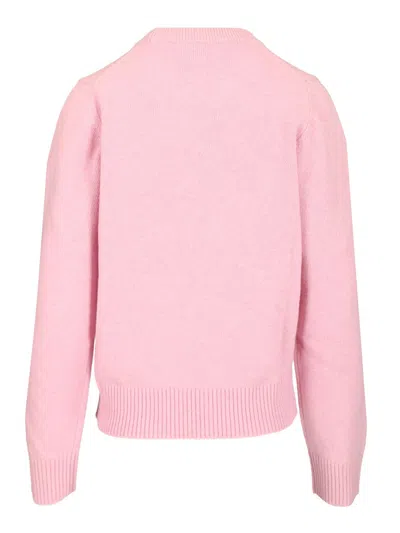 Ganni Womens Chalk Pink Poodle Logo-motif Wool-blend Knit Jumper Xs In Pink