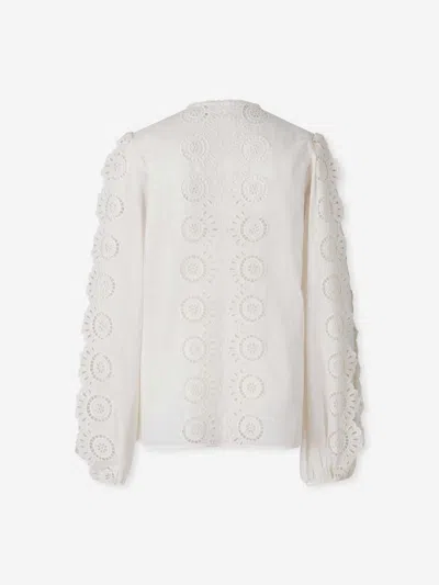 Zimmermann Womens Ivory Lucky Embroidered Cotton Blouse In Yellow