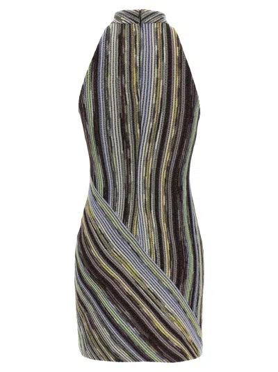 Missoni Striped Knit Halter Neckline Sleeveless Dress In Multi