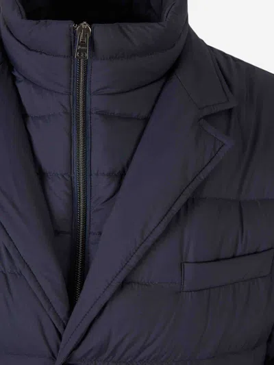 Herno La Giacca Water Resistant Down Blazer With Removable Bib In Blue