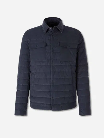 Herno Quilted Down Shirt Jacket In Blue