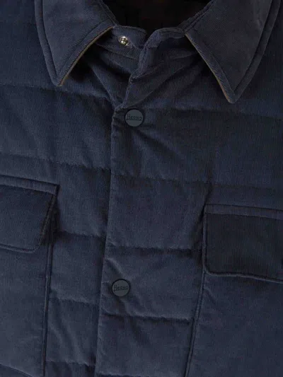 Herno Quilted Down Shirt Jacket In Blue