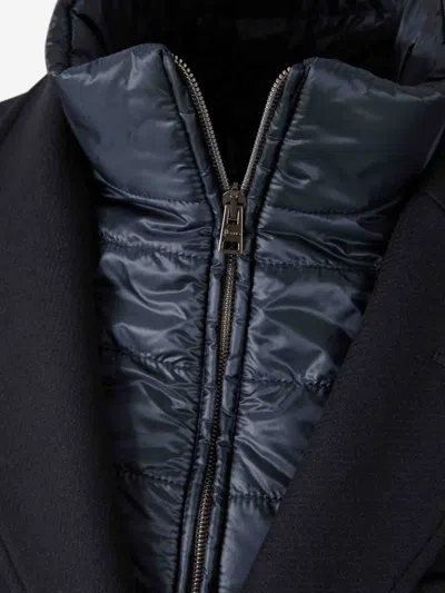 Herno Tailored Blue Wool Coat With Peak Lapel